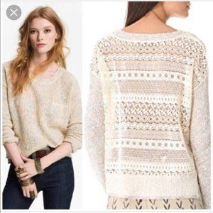 Free People Sweet Jane Cream Lace Back Pullover Sweater